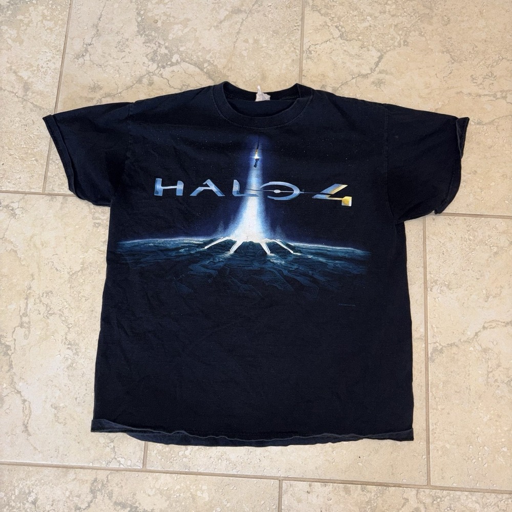 Halo 4 T Shirt Men's Large Black 2013 Official Merch Game Promo Used Y2K Xbox